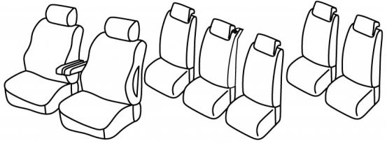 seat covers compatible for Citroën C8/ Lancia Phedra/ Fiat Ulysee/ Peugeot 807, 2002>2008 - 5 door