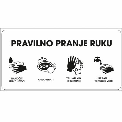 Info pločica 140*90 mm, Pravilno pranje ruku