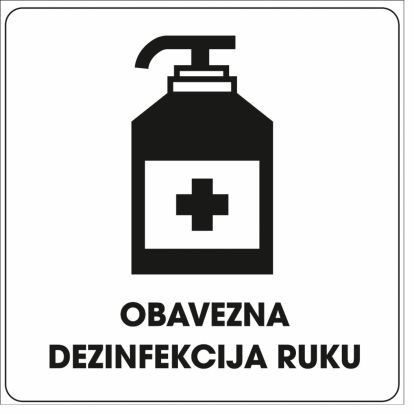 Info pločica 90*90 mm, Obavezna dezinfekcija ruku