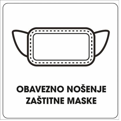 Info pločica 90*90 mm, Obavezno nošenje zaštitne maske