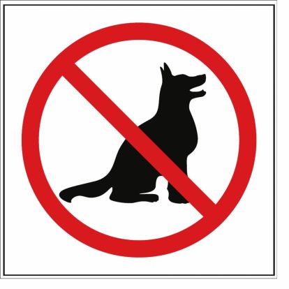 Naljepnica Model 5 zabranjenulaz psima 11,5x11,5 c