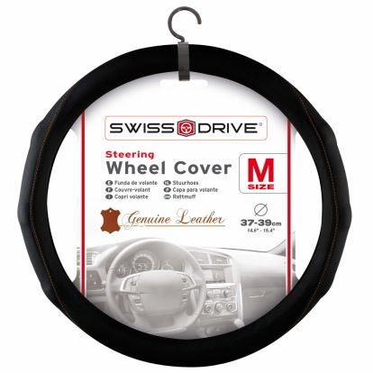 STEERING WHEEL COVER WITH GRIP BLACK 37-39 CM