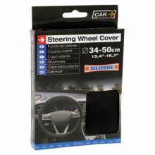 STEERING WHEEL COVER SILICON BLACK 34-50CM