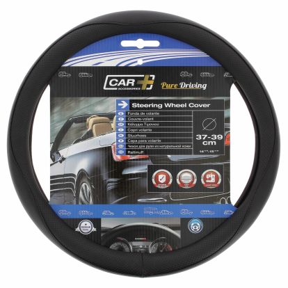 STEERING WHEEL COVER ”TOURER” BLACK MICRO PERFORATED 37-39CM