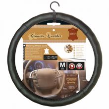 STEERING WHEEL COVER ”FULL LEATHER” BLACK