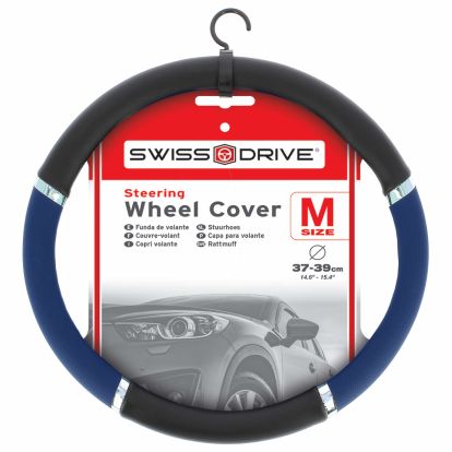 PVC STEERING WHEEL COVER ”SPEED” BLUE-BLACK 37-39CM