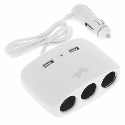 MULTI-SOCKET 3 CIG. LIGHTER SOCKETS + 2 USB WHITE