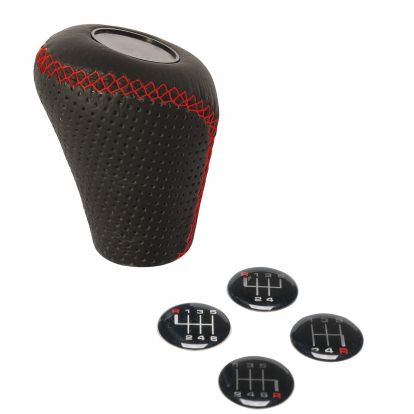 GEAR KNOB ”GEAR BOX” BLACK/RED W/LIFT-UP REVERSE