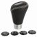 GEAR KNOB. LEATHER LOOK. BLACK W/WHITE STITCH-1