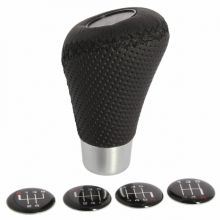 GEAR KNOB.LEATHER LOOK BLACK W/BLACK STITCH