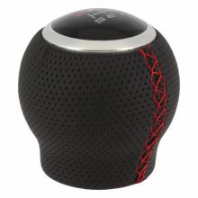 GEAR KNOB ”GEAR BOX” ROUND BLACK/RED W/LIFT-UP REV