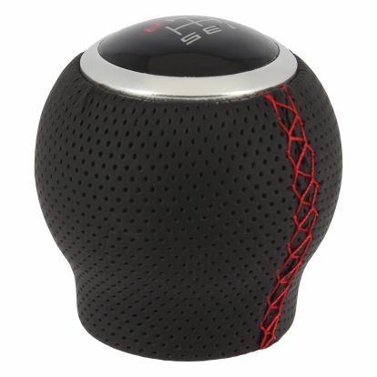 GEAR KNOB ”GEAR BOX” ROUND BLACK/RED W/LIFT-UP REV