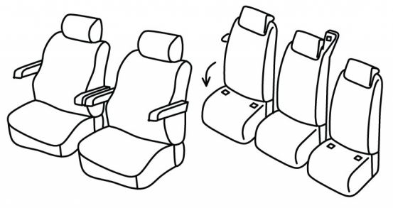 seat covers compatible for Ford Custom Tourneo, 2023> / VW T7 Transporter, 2025> - 5 door