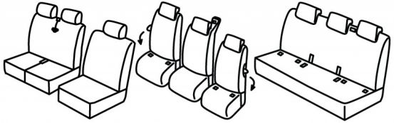 presvlake za sjedala odgovaraju za Ford  Custom /VW T7 , 2023> / 2025> - Tourneo / Transporter - 5 vrata