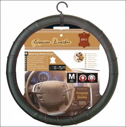 Navlaka volana Prava Koža - crna / crveni šav