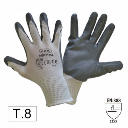 PALM NITRILE COATED GLOVES T.8