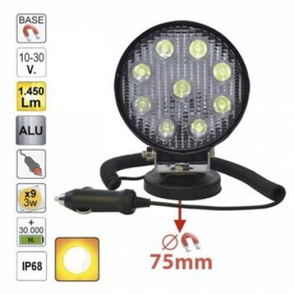WORK LIGHT LED, ROUND, SPOTLIGHT, MAGNETIZED BASE