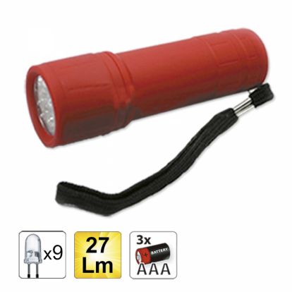 9 LED RED PLASTIC FLASHLIGHT