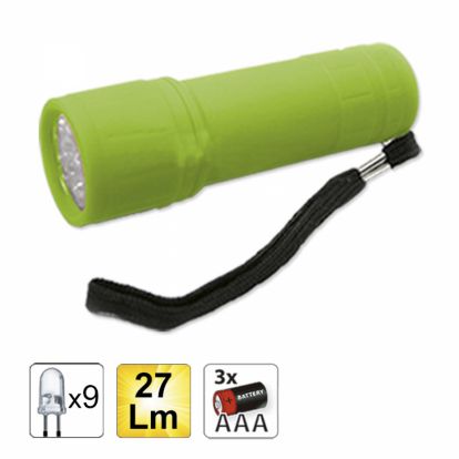 9 LED PLASTIC FLASHLIGHT, GREEN