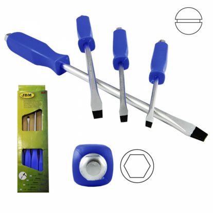 SET OF 4 FLAT SCREWDRIVERS HAMMER HEAD