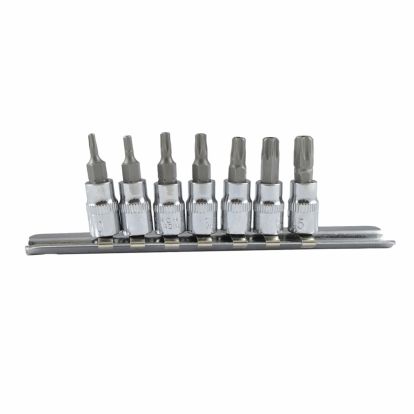 SET OF 7 BIT SOCKETS Torx Tamper-Proof 1/4”.