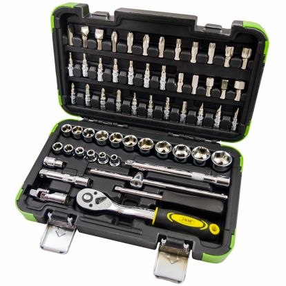 59 PIECE TOOL CASE WITH 3/8” 6-POINT SOCKETS