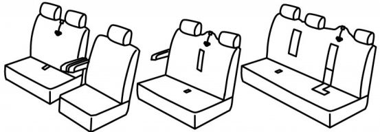 seat covers compatible for Renault Trafic, 2001>2014 - Black edition, Passenger 7+1