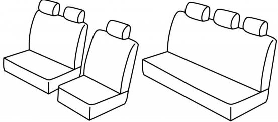 presvlake za sjedala odgovaraju za Volkswagen T4, 1990>1995 - Double cab