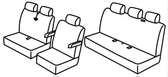 presvlake za sjedala odgovaraju za VW T5/T6, 2003>2015, 2015>2021 - Double cab