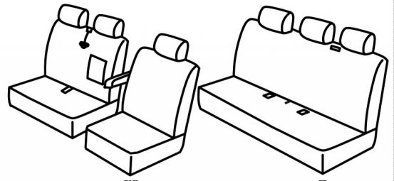 presvlake za sjedala odgovaraju za VW T5/T6, 2003>2015, 2015>2021