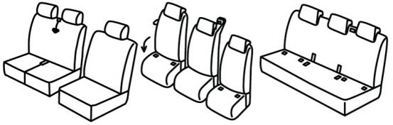 presvlake za sjedala odgovaraju za Ford Custom Tourneo, 2023> / VW T7 Transporter, 2025> - 5 vrata